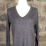 Topshop Gray V Neck Sweater with Lace Trim Elegant Tunic Top Woman's 4 Photo 2