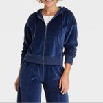 Universal Threads Universal Thread Women's Velour Hoodie Sweatshirt Navy Blue - Small Photo 4