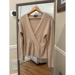 Calligraphie Gold Shimmer Wrap Sweater Metallic Knit Top Large Gray Photo 1