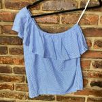 joe's jeans Joe's Blue Gingham Plaid One Shoulder Ruffle Tiered Top Women's Size XS Photo 0