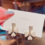 Elegant Flower Love Heart Dangle Drop Earrings for Women Gold Photo 3