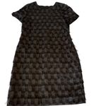 Banana Republic  Black T Shirt Dot‎ Dress Fringed Hem Sleeveless Sheath Sz 10 Photo 4