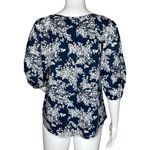 Abercrombie & Fitch Abercrombie Fitch Shirt Womens Small Navy Blue White Floral Peasant Blouse Boho Photo 3