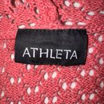 Athleta  Pink Organic Cotton Crochet Knit Hooded Pullover Sweater Lightweight M Photo 3