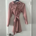 Princess Polly Pink Ribbed Trench Coat Dress Photo 0