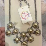 Amrita Singh  Gold Gunmetal Crystal Bib Necklace Photo 0