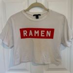 Forever 21 RAMEN LOGO | Cropped T-Shirt White Top Size Small Summer Photo 1