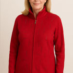 Spa By Chico's Sweatshirt Woman's Small Red Beaded Stripes Full Zip Athletic Photo 0