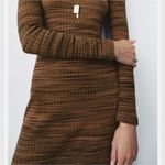 ZARA  Brown Knit Cold Shoulder Long Sleeve Midi Dress Size S New NWT Ribbed Photo 3