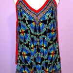 Meraki Boho Mini Dress Chiffon Handkerchief V Neck Psychedelic Print Size Large Black Photo 0