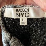 Madden NYC poly/cotten blend fit n’ flair dress with bustier top chain belt Sz L Black Size L Photo 5