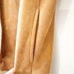 ZARA Faux Fur Ultrasuede Coat Brown Size Small Snap Front Blogger Fave Cozy Photo 6