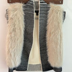 Banana Republic  Faux Fur Merino Wool Blend Open Front Sweater Vest XXS Petite Photo 0
