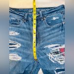 American Eagle  Mom Straight Jean Plaid Patch Sz 6 Photo 6