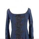 New Sara Campbell Mini Blue Floral Lace Dress Long Bell Sleeve Navy Size 0 Photo 5