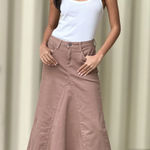 Wash Lab Denim Selma Pieced Asymmetric Denim Maxi Skirt Size 32 Brown Photo 0