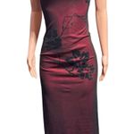 Whistle sleeveless burgundy and black midi mesh overlay and floral print dress M Red Size M Photo 0