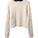 Forever 21 Eyelash Knit Crewneck Oversize Sweater Cropped Cream Long Sleeve S Photo 3