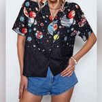 SheIn LUNE Planet Print Button Front Shirt Size Large Photo 0