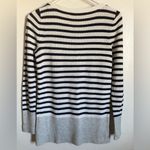 Loft 🌞 Black & White Striped Gray Colorblock Long Sleeve Sweater Photo 6