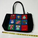 Bueno | Vintage Christmas Embroidered Black Handbag Purse Womens Photo 8