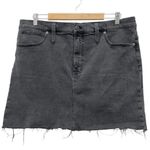 Madewell Stretch Denim Raw Hem Straight Mini Skirt in Ashcraft Wash Size 33 | 16 Photo 2