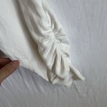 Alice + Olivia  White Cropped Sweatshirt Size S Ruched Sleeve Photo 4