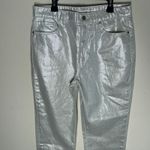 Rebecca Minkoff  Silver Metallic Straight Leg Jeans Size 8 Y2K Photo 2