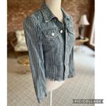 BLANK NYC  Jacket Denim Striped Cropped XS Raw Hem Light Wash Fitted Classic Chic Photo 12