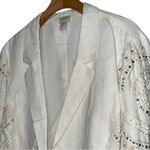 Chico's Chico’s Size 3 L White Linen Sequin Embroidered Embellished Open Blazer Jacket Photo 3