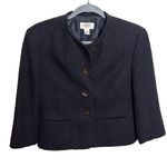 Talbots Petites Woven Tweed Blazer Womens Size 10 Black Collarless Suit Jacket Photo 0