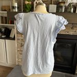 DKNY  Blue Ruffled Cap Sleeve T-Shirt Photo 2