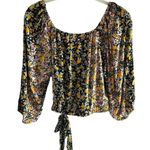 BCBGeneration NWOT Black Floral Crop Wrap Top w Tie Photo 1