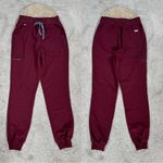 FIGS Women’s High Waisted Zamora Jogger Scrub Pants Pull On in Burgundy ST Photo 2