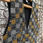 Vintage 80s Effect beaded sequin checkerboard vest gold silver black MEDIUM Photo 1