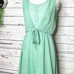 Forever 21 Seafoam Green Gingham High Low Casual Dress Size Medium Sleeveless Front Tie Photo 3
