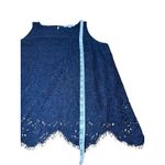 Loft Ann Taylor Navy Lace Overlay Sleeveless Top Tank Large Photo 8