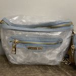 MADDEN NYC New! Women’s clear convertible fanny pack with pouch blue denim Photo 2