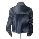 American Eagle  Outfitters Cropped Frayed Hem Striped Long Sleeve Shirt, Sz L Photo 6