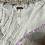 Free People  Plaid Gauze Tunic Dress Mini Smocked Ruffle Lilac Trim XS Photo 3