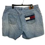 Tommy Hilfiger Vintage Stitched Flag Boyfriend Frayed Light Denim Shorts Photo 2