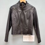 Vintage 90s TLC Twin’s Leather Collection Black Leather Jacket Moto S Size M Photo 0