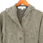 Caroline Rose Brown Linen Blend Hooded Button Front Jacket XS Photo 5