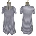 Tahari Blue & White Striped Knit Tee Shirt Casual Dress Photo 1