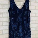 Marina NWT Navy Sequin Lace Sleeveless Dre… Blue Size 4 Photo 2