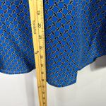 Ann Taylor Silk Top Womens Small Blue Chain Print Parisian Office Quiet Luxury Photo 2