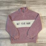 AMP “Not Your Babe” Pink/Purple & White Oversized Fuzzy Sherpa Sweatshirt XS Photo 7