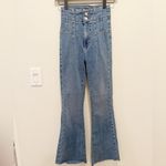 Free People WE THE FREE Jayde Flare Jeans size 25 High Waist *Hemmed* raw hem Photo 3