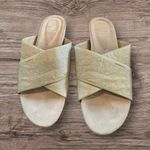 Eileen Fisher  Shimmering Gold Crisscross Mules Photo 1