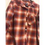 Gap  Women XL Plaid Flannel Button Up Shirt Long Sleeve Orange Red Beige Photo 3